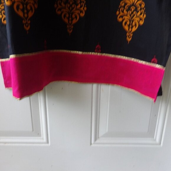 Divena size XXL Kurti cotton black with pink trim, pink, orange yellow print NWT - Picture 8 of 16